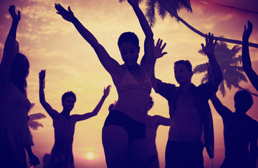 Obraz na płótnie Canvas People Celebration Beach Party Summer Holiday Vacation Concept