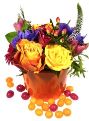 A bouquet of bright colorful flowers