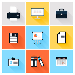 Modern icons vector collection of business elements