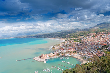 Aerial view of Castellamare del Golfo in Italy