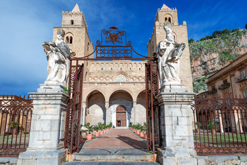 Fototapeta na wymiar Medieval norman Cathedral in Cefalu Sicily