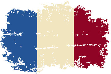 French grunge flag. Vector illustration.