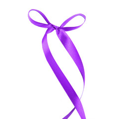 Fabric purple ribbon and bow. Isolated