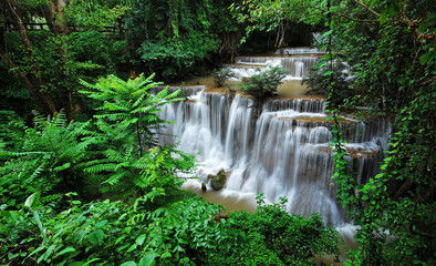 Waterfall with blue stream in the nature Thailand forest