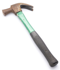 Old Rust Green Hammer in White background