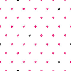Polka dot doodle hearts pattern.