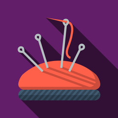 Flat vector icon for sewing. Pincushion
