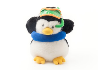 scuba penguin isolated on white background