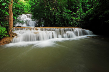 Waterfall with blue stream in the nature Thailand forest