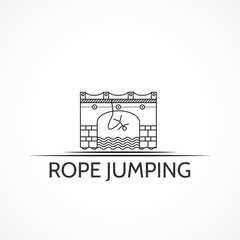 Illustration with black line icon and text for rope jumping.
