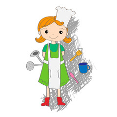 Little girl on a kitchen