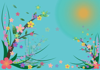 Vector Flower bouquet greeting card background v.2