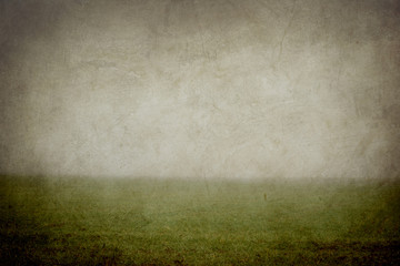 empty field in a foggy day