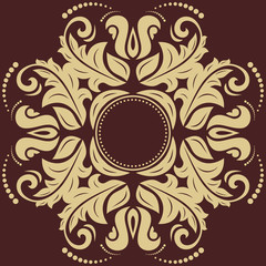 Damask Vector Pattern. Orient Golden Ornament