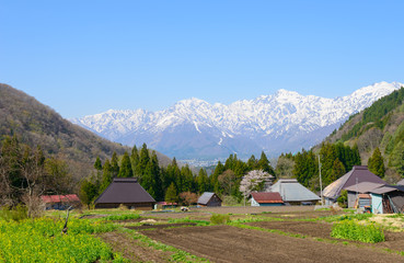 Fototapeta na wymiar Landscape of Aoni in Hakuba village, Nagano, Japan