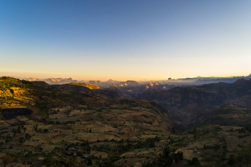 Fototapeta na wymiar Ethiopian highlands at sunrise