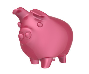 pink piggy bank 3d render