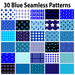 30 Blue Seamless Patterns