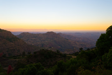 Ethiopian highlands at sunrise