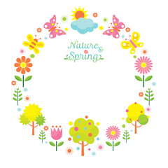 Spring Season Object Icons Wreath