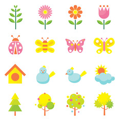 Spring Season Object Icons Set