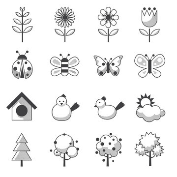 Spring Season Object Icons Set