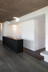 Home, empty room with parquet floor