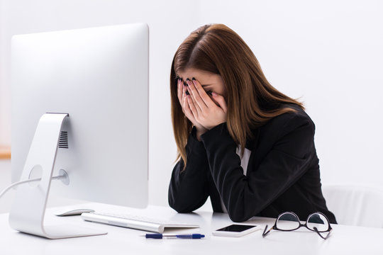 Beautiful businesswoman working in office