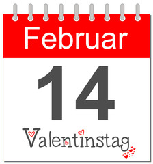 Fototapeta premium Valentinstag - Kalender deutsch