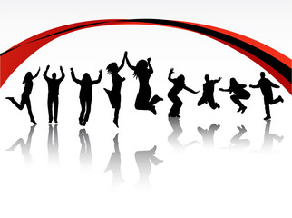 Illustration of people jumping