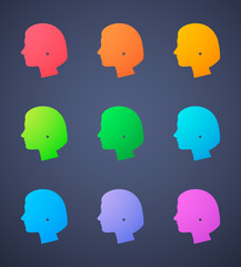 female head silhouette  set