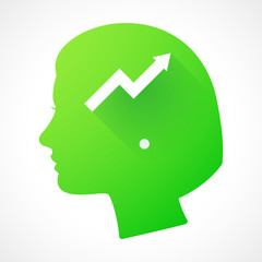 Female head silhouette icon with a graph