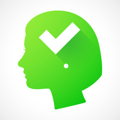 Female head silhouette icon with a check mark