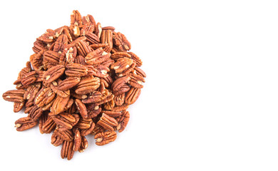 Pecan nut over white background