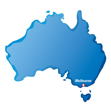 vector map of Australia and Melbourne
