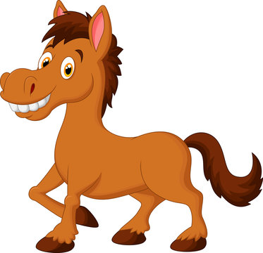 Cute cartoon brown horse