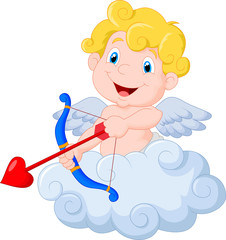 Funny little cupid aiming at someone