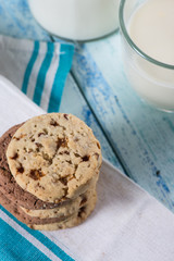 cookies and farm fresh milk as healthy breakfast on table
