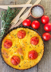 baked polenta with tomatoes, cheese and thyme
