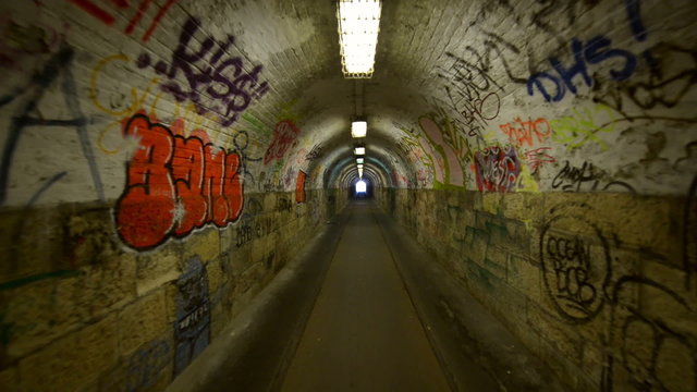 Urban underground tunnel with glidecam