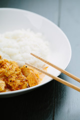 Spicy chicken curry with rice