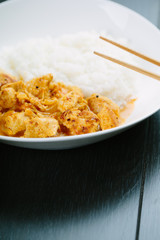 Spicy chicken curry with rice
