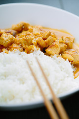 Spicy chicken curry with rice