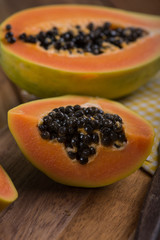 Papaya fruit cut in half