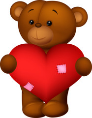 Obraz premium Happy cartoon bear holding heart
