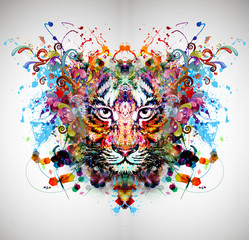 яркий абстрактный фон с тигром