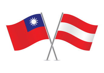 Austrian and Taiwanese flags. Vector illustration.