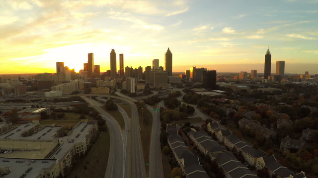 Atlanta Aerial Cityscape Freeway