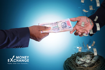man hand with currency notes