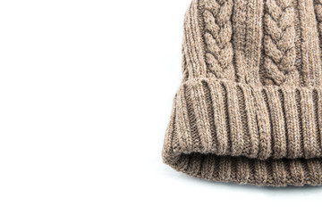 knitted wool hat isolated on white background